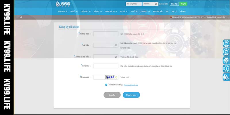 Hướng dẫn đăng ký KV99 tạo tài khoản cực nhanh chóng